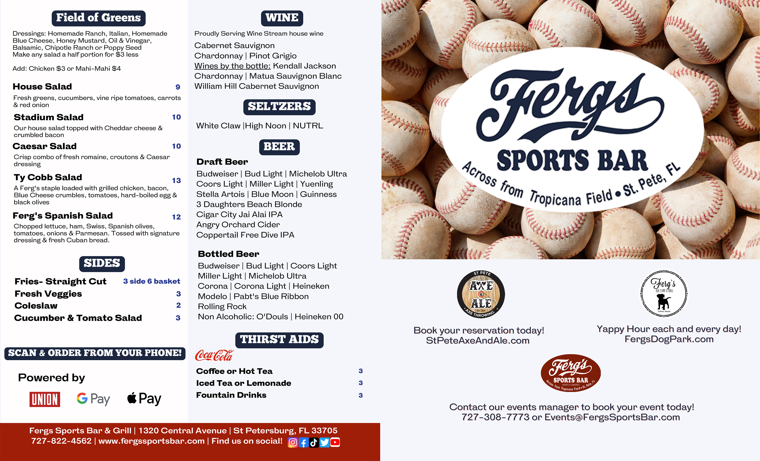 Ferg's Sports Bar Full Menu - Page 1